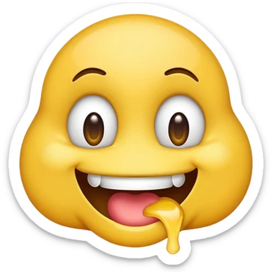 slurping and smirking emoji with drool sticker