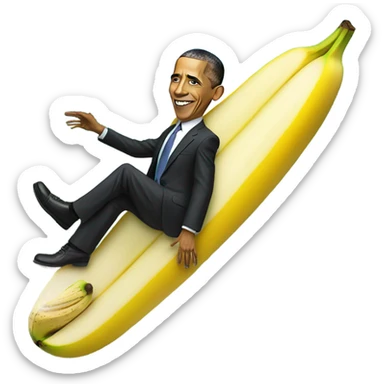 Barack Obama surfing on banana sticker