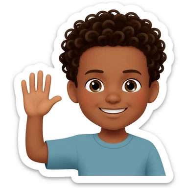saying goodbye black boy curly hair sticker