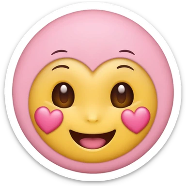 cute emoji, heart eyes, playful grin, pastel pink and yellow sticker