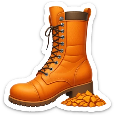 Giant orange boot crushing a person beneath it sticker