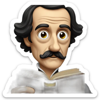 Edgar Alan Poe escribiendo un libro sticker