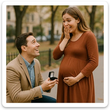man proposing to his girlfriend and finding out she is pregnant sticker