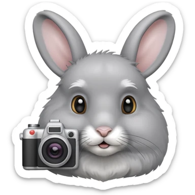 gray rabbit white camera sticker