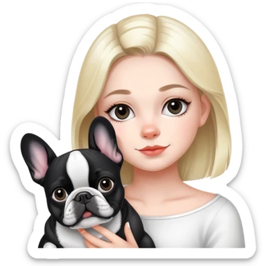 Sweet girl with her french bludog sticker