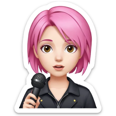 girl with pink hair microphone sticker
