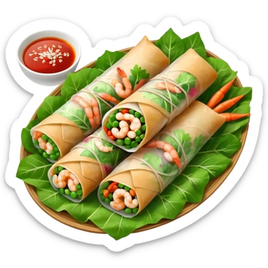 Vietnamese spring roll with shrimp, make it closed/fully wrapped sticker