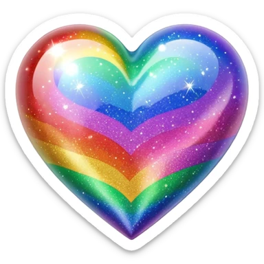 Rainbow heart with sparkles sticker
