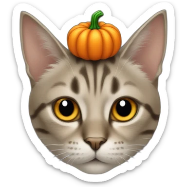 cat jack-o-lantern with pointy ears sticker