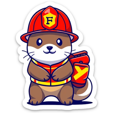 brave otter firefighter rescuing someone sticker