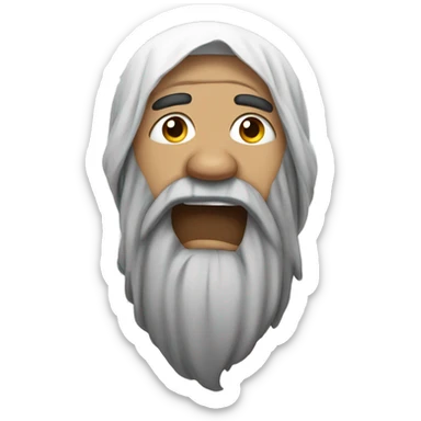 a muslim man wearing a white rope and beard crying sticker