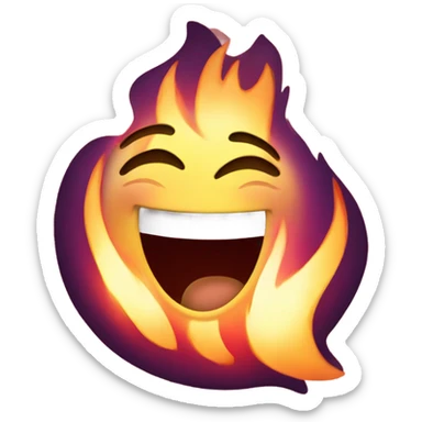 Laughing emoji with flames  sticker