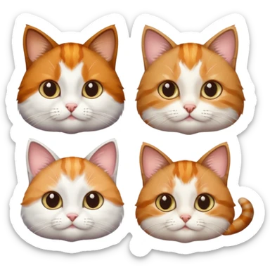 3 small cats different colours including brown tabby and white, light patchy calico, and ginger and white sticker