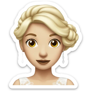 Beautiful blonde girl with Wedding dress with bow  sticker