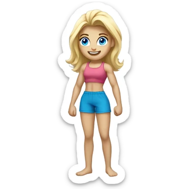 blonde blue eyed girl flexing full body sticker