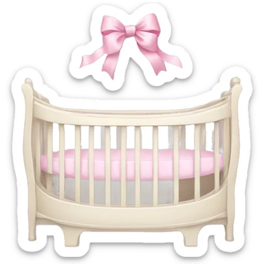 Elegant baby crib with pink bow sticker