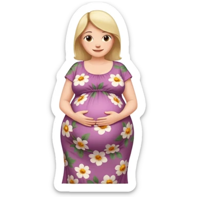 heavily pregnant woman with extremely huge overdue belly sticker