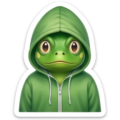 confused and frightened frog in a hoodie sticker