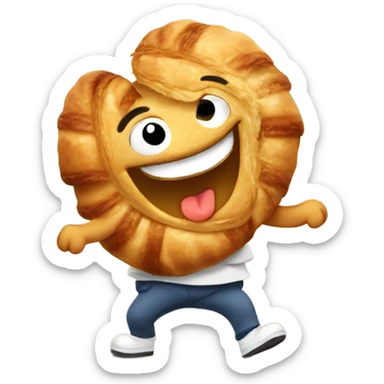 Cartoon Croissant dancing sticker