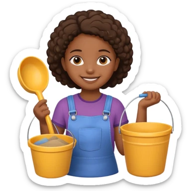 black kid girl with toy sand bucket sticker