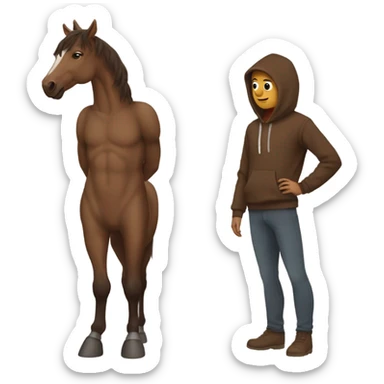 Centaur wearing a brown hoodie sticker