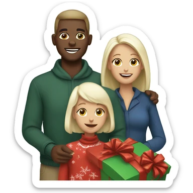White family Christmas with presents  sticker