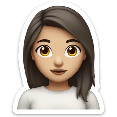 brune girl with white skin and brown eyes sticker