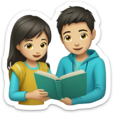 kazakh Boy read a book with takiya sticker