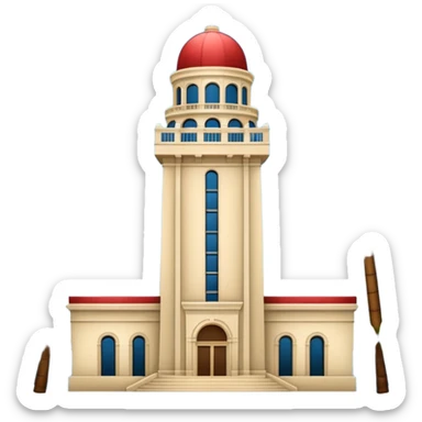 California Tower and the Museum of Us in San Diego, apple style emoji, simple, no text, white background, include palm trees, inspired by reference photo, version 5 sticker