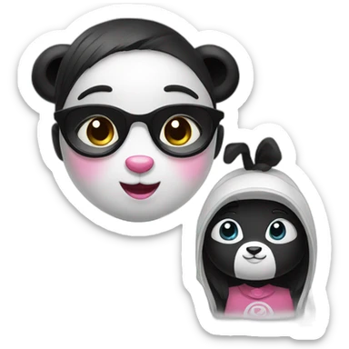 panda with panda girl sticker