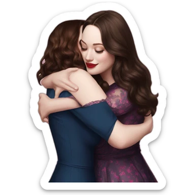 Kat dennings hugs Elizabeth gillies sticker