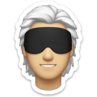 White-haired anime character with a black blindfold. sticker