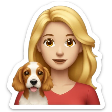 blonde girl with red cocker spaniel sticker