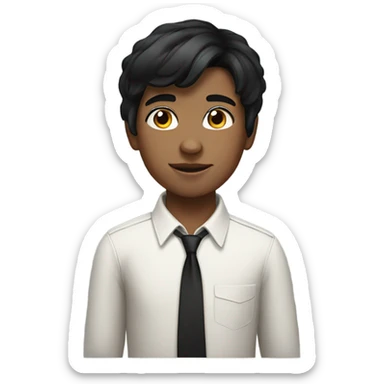 realistic portrait of black haired boy sticker