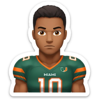 black football player for the university of miami wearing number 10 sticker