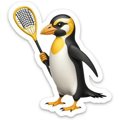 Macaroni penguin playing lacrosse sticker