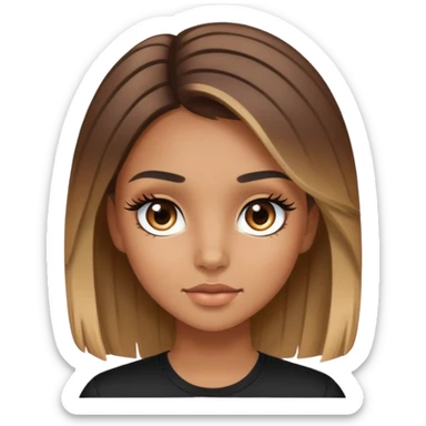 a girl with highlights and lashes with a black shirt on sticker