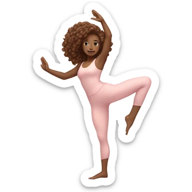yoga girl in light pink outfit with long curly hair to the floor sticker