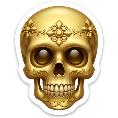 skull in gold sticker