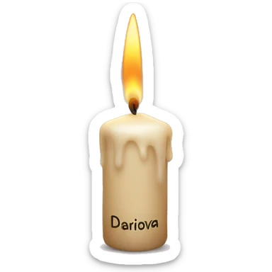 candle with the inscription "dariaenova" sticker