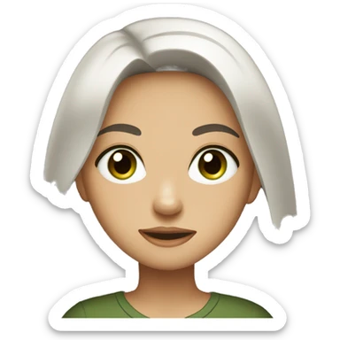 Girl with long black hair and green eyes in brown shirt sticker