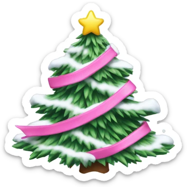 Christmas tree with pink bows and snow sticker