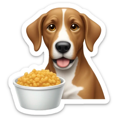 dog that eat a food in bowl  sticker