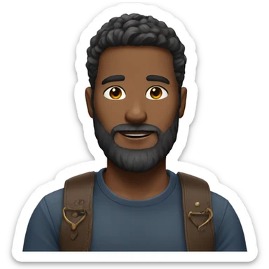 casual selfie no jewelry and with beard sticker