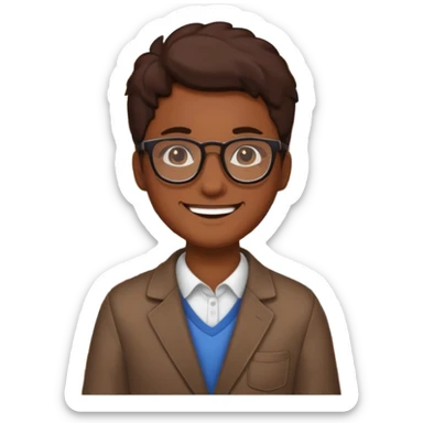 grown  2D line-drawn character + small shop sticker