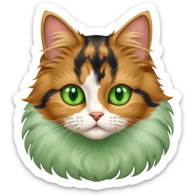 Fluffy diluted calico cat with green eyes sticker