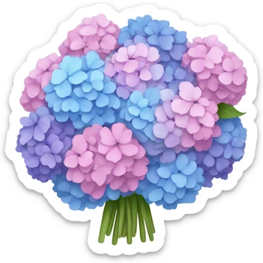 Pink blue and purple Hydrangeas bouquet  sticker