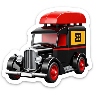 Ron’s Professional antique tall Bentley moving van hot rod (bug shaped) Lego  sticker