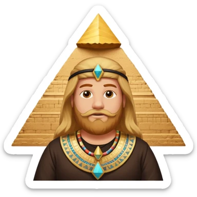 fat male blond reddish long hair agent with three-day-beard in egypt with pyramid. sticker