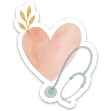 a heart with accessories, soft and textured, watercolor style sticker